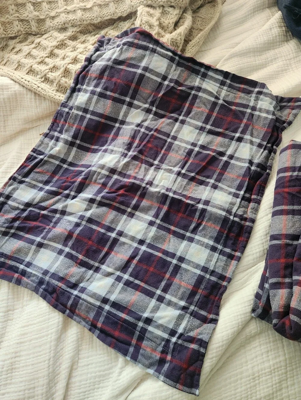 Pottery Barn Kids Blue  Plaid Flannel Duvet and Sham with Red Accents,size Twin